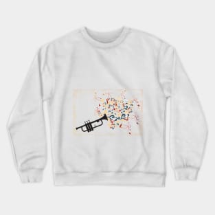 Black trumpet with colorful swirls and floral elements Crewneck Sweatshirt